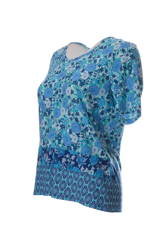 Sıfır Yaka Kısa Kollu Desenli T-Shirt Cnl