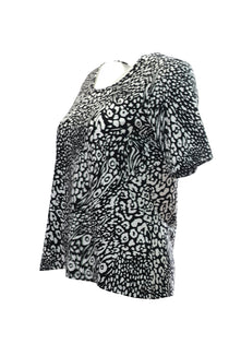 Canel Oversize Leopar Desenli Kadın T-Shirt - Kısa Kol - Günlük