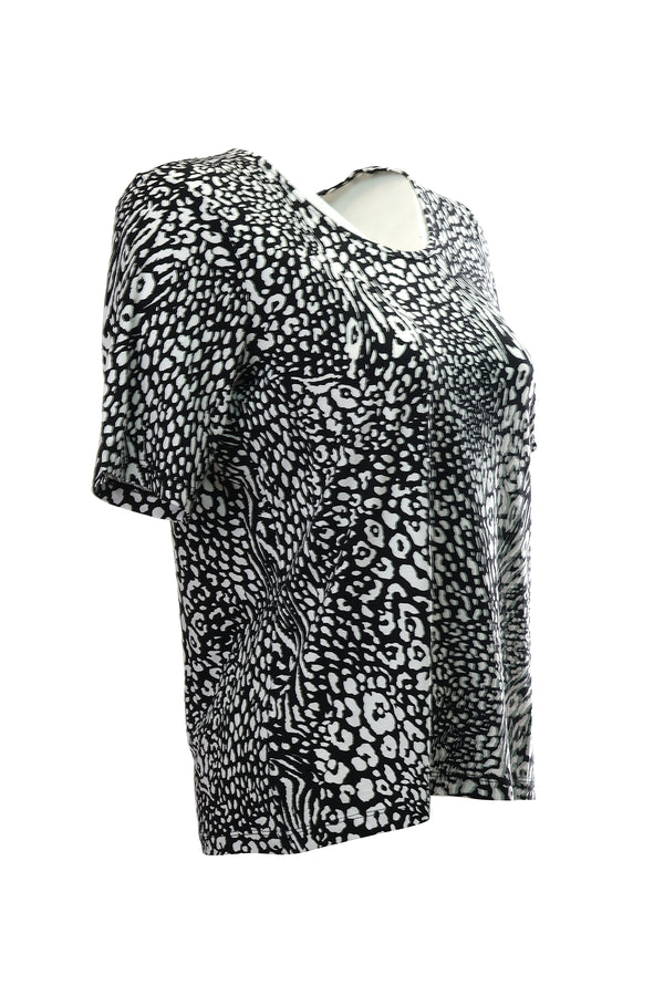 Canel Oversize Leopar Desenli Kadın T-Shirt - Kısa Kol - Günlük