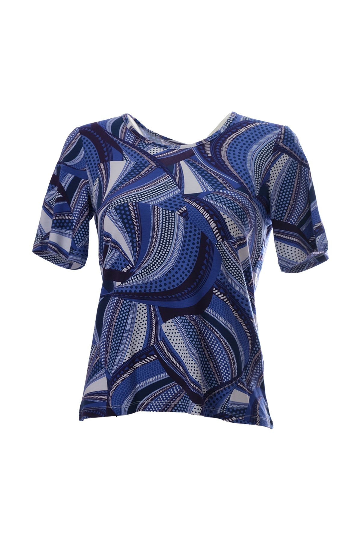 Canel Kadın Kısa Kol Geometrik Desenli Rahat T-Shirt Translation missing: ar.content.product_image_main