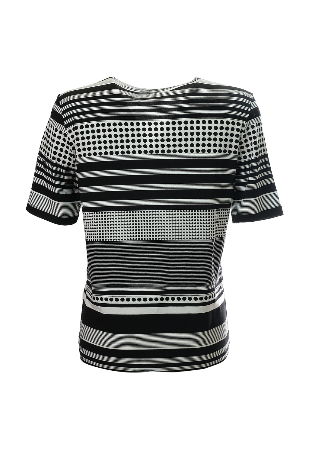 Canel Minimalist Kadın T-Shirt - Çizgili & Puantiyeli, Kısa Kol, Regular Fit