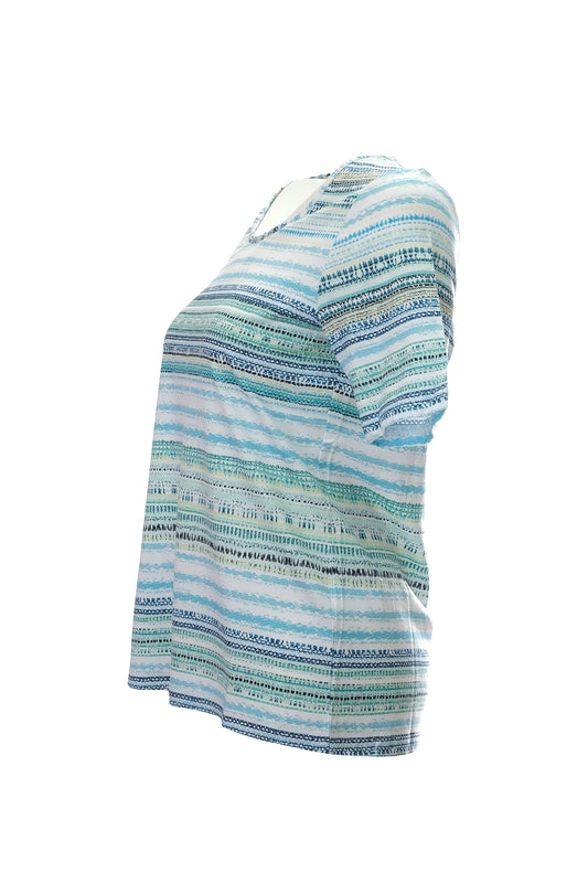 Canel Minimalist Çizgili Kadın T-Shirt - Kısa Kol - Günlük