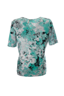 Canel Kadın Kısa Kol Regular Fit T-Shirt - Çiçek Desenli