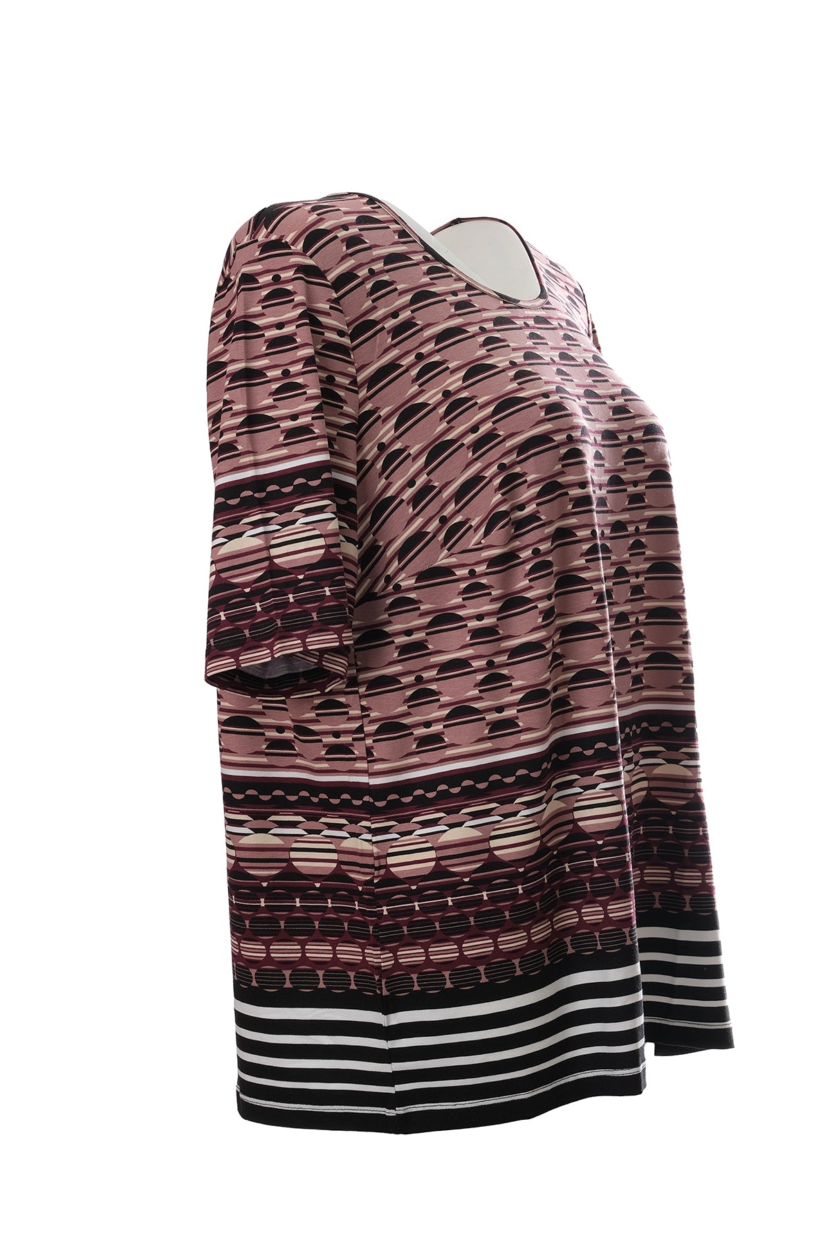 Canel Oversize Midi Tişört - Kısa Kol - Geometrik Desen - Günlük Translation missing: tr.content.product_image_secondary