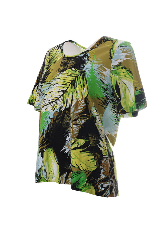 Bisiklet Yaka Sıfır Yaka Yarım Kol Desenli T-Shirt Cnl