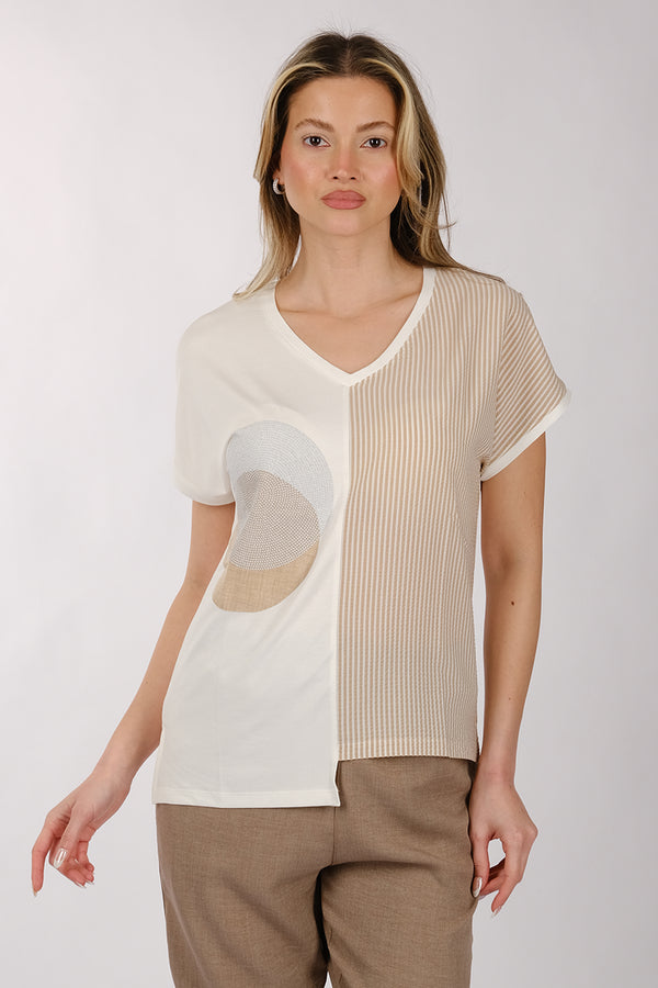 Daıdo Minimalist V Yaka Kadın T-Shirt - Kısa Kol Günlük