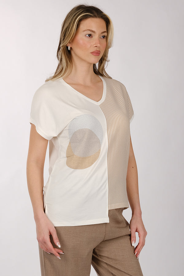 Daıdo Minimalist V Yaka Kadın T-Shirt - Kısa Kol Günlük