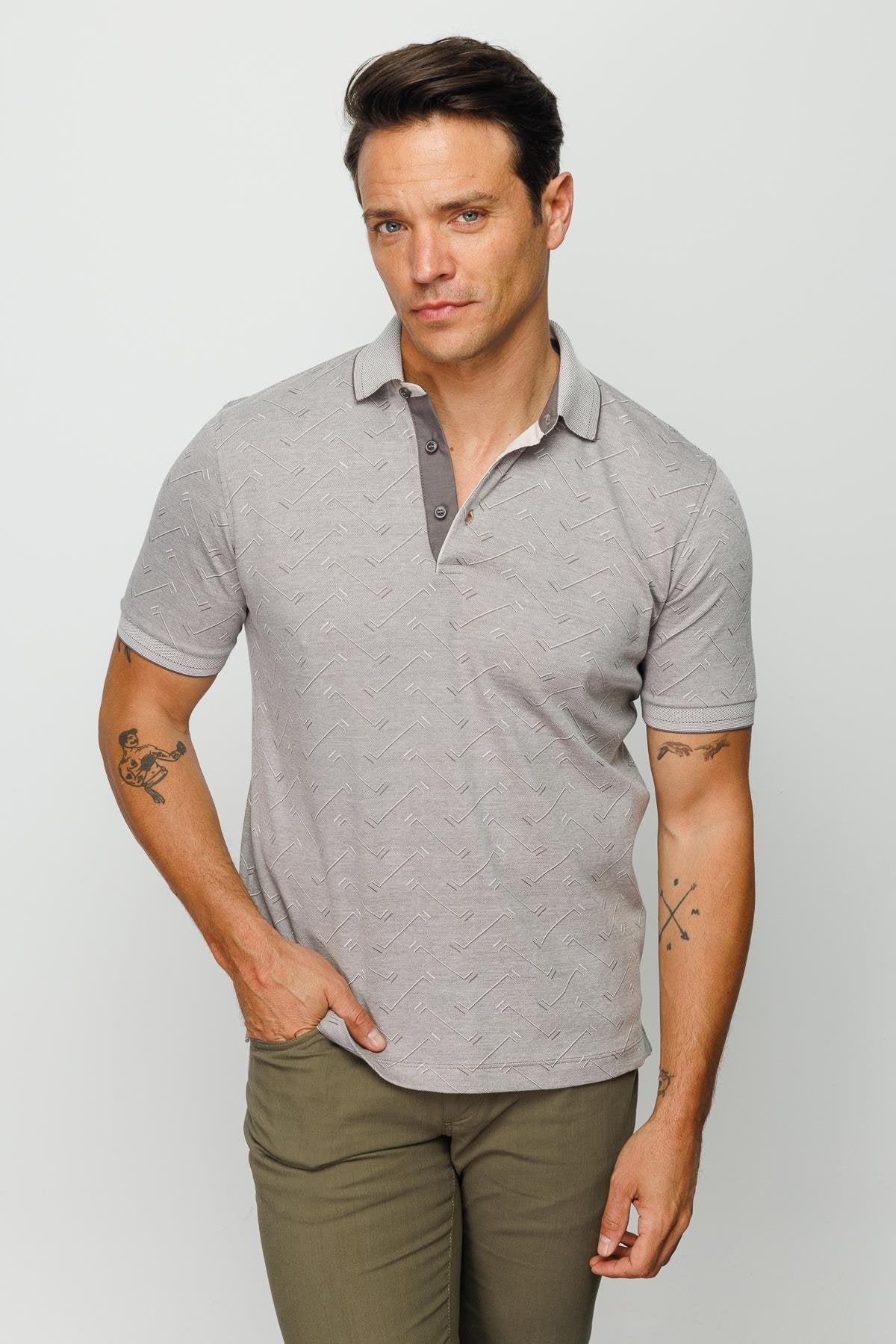 Desen Erkek Polo Yaka T-Shirt - Minimalist & Rahat