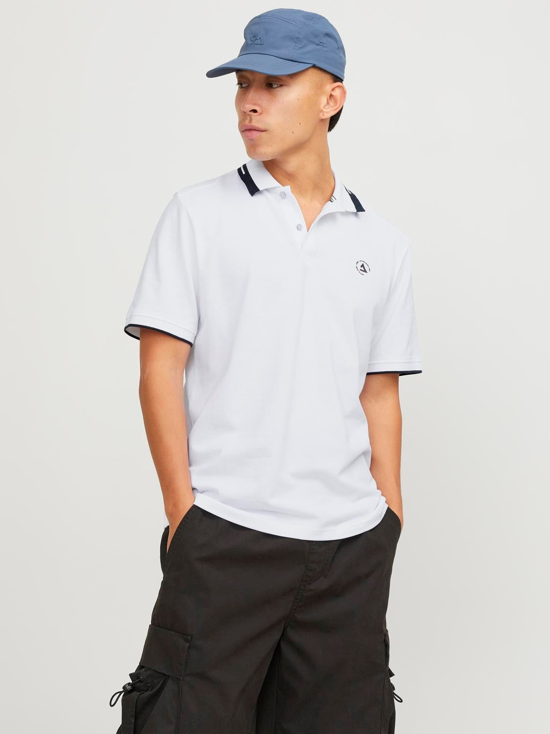 Jack&Jones Minimalist Polo Yaka Kısa Kol Erkek Tişört - Günlük Stil