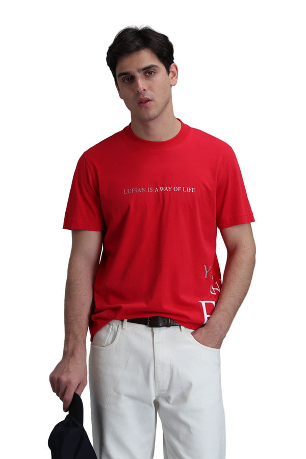Lufian Oversize Kısa Kol Yuvarlak Yaka Erkek T-Shirt - Minimalist Stil