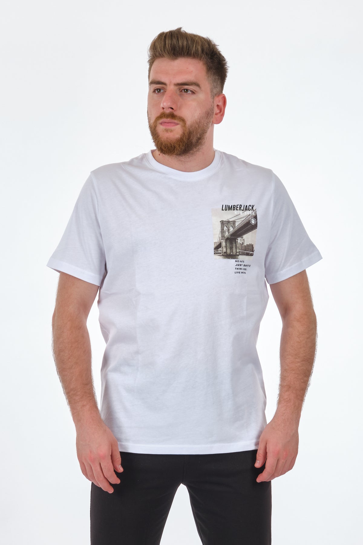 Lumberjack Oversize Erkek T-Shirt - Brooklyn Köprüsü Baskılı