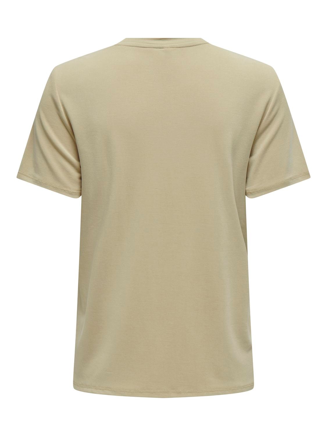 Only Minimalist Oversize Tişört - Yuvarlak Yaka Kısa Kol - Günlük