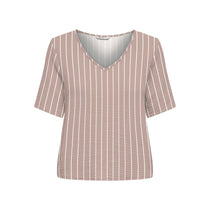 Only V Yaka Çizgili Kadın T-Shirt - Minimalist Stil