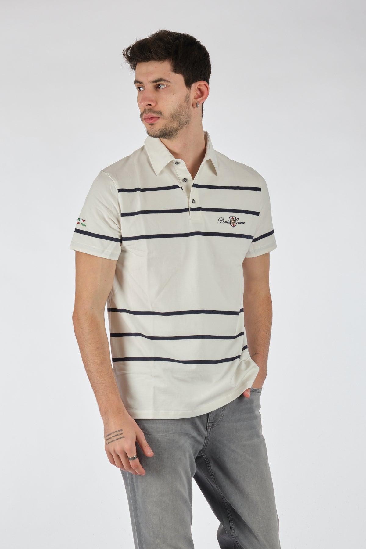 Porto Cervo Erkek Kısa Kol Polo Yaka Çizgili T-Shirt - Minimalist Tarz Translation missing: ar.content.product_image_main