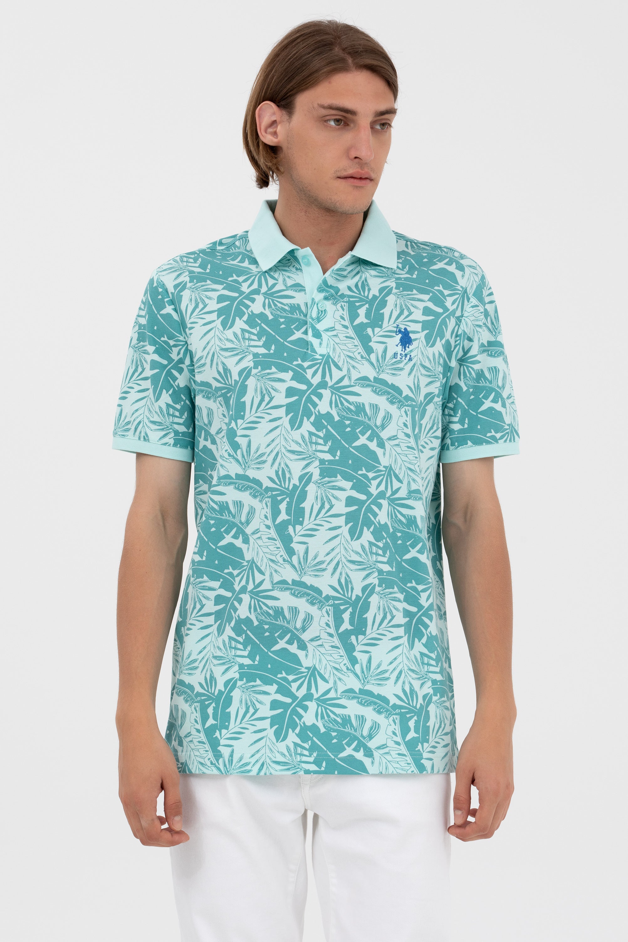 U.S. Polo Assn. Erkek Tropikal Desenli Polo Yaka Kısa Kol T-Shirt Translation missing: ar.content.product_image_main