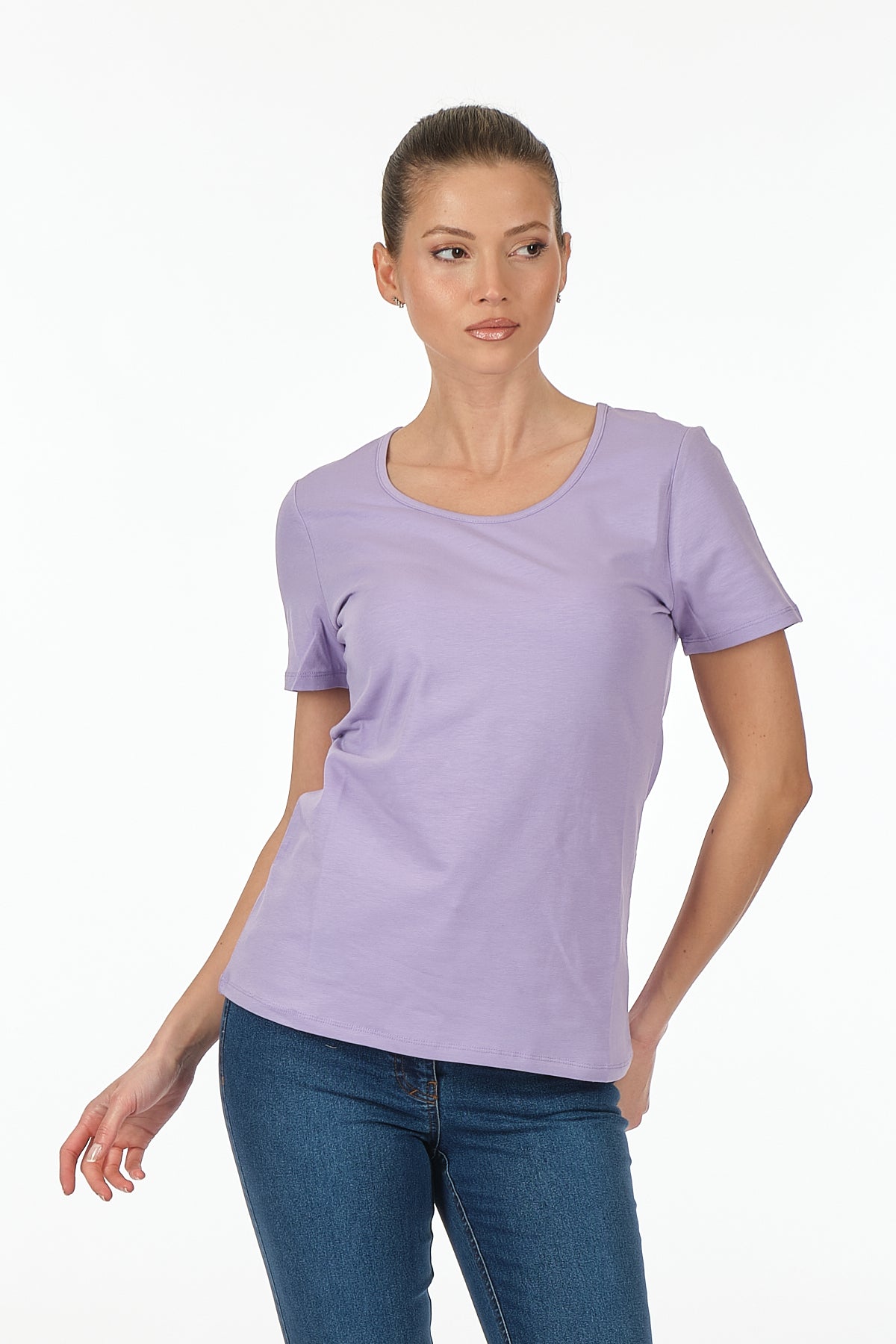 Vedi Minimalist Kadın T-Shirt - Kısa Kol Yuvarlak Yaka - Günlük