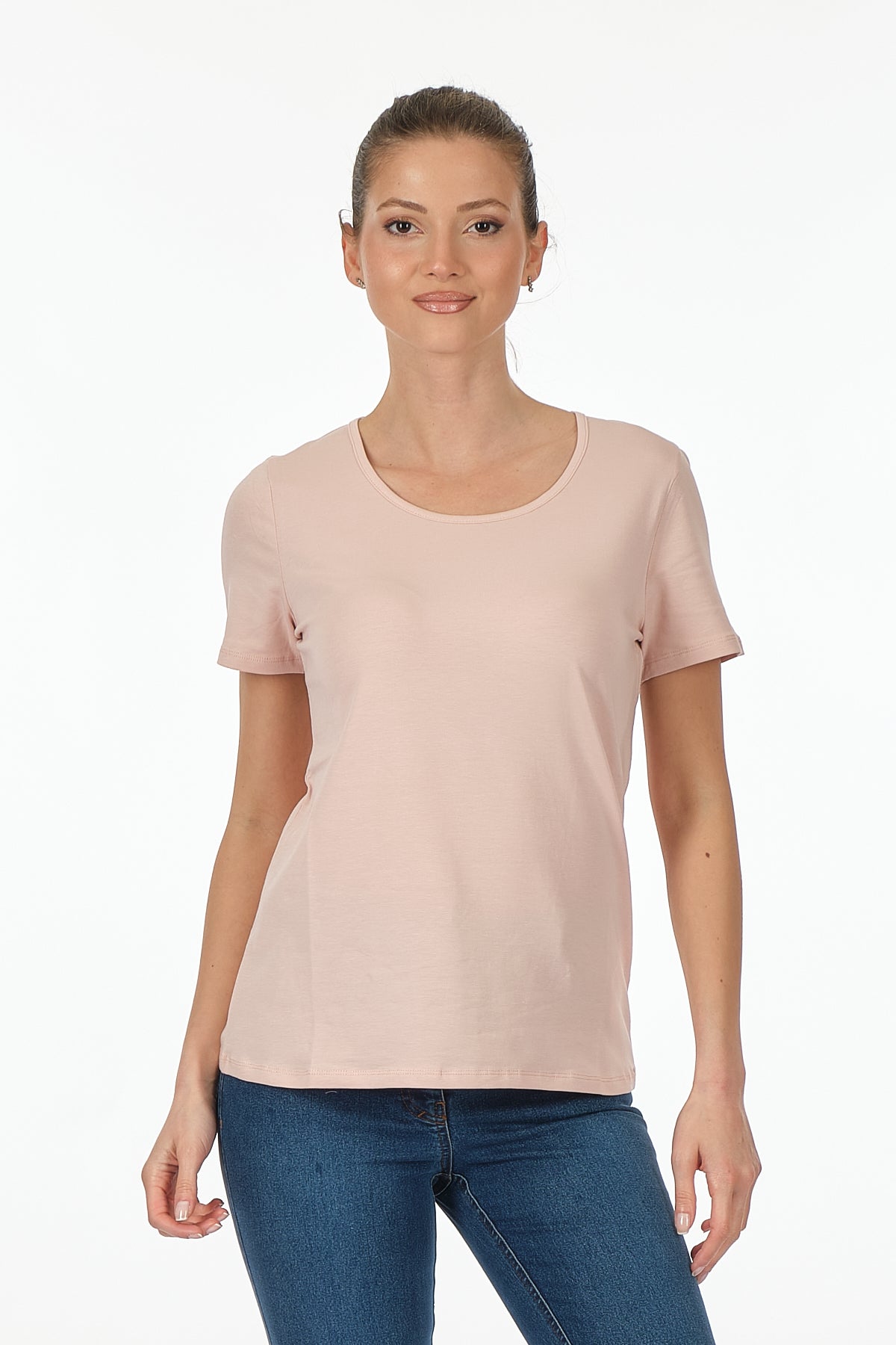 Vedi Minimalist Kadın T-Shirt - Kısa Kol Yuvarlak Yaka - Günlük
