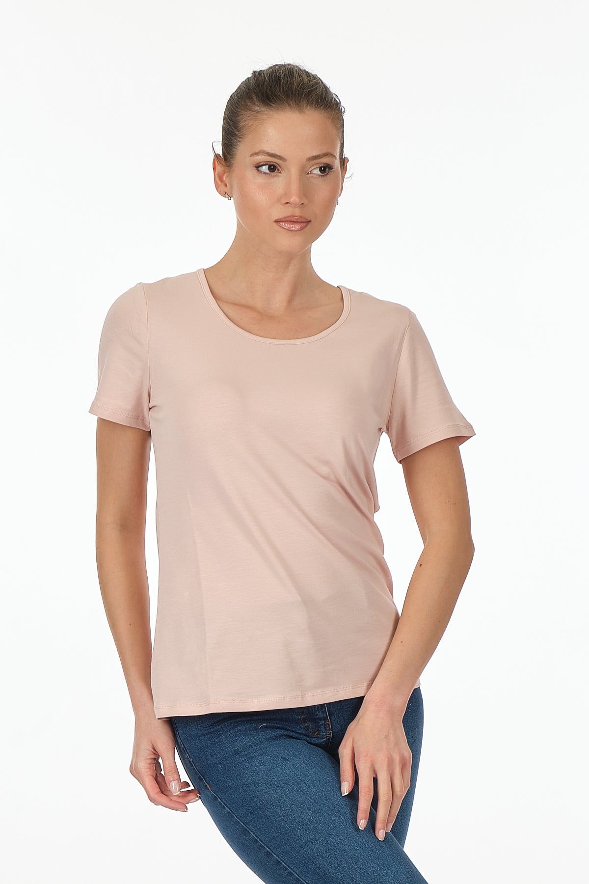 Vedi Minimalist Kadın T-Shirt - Kısa Kol Yuvarlak Yaka - Günlük