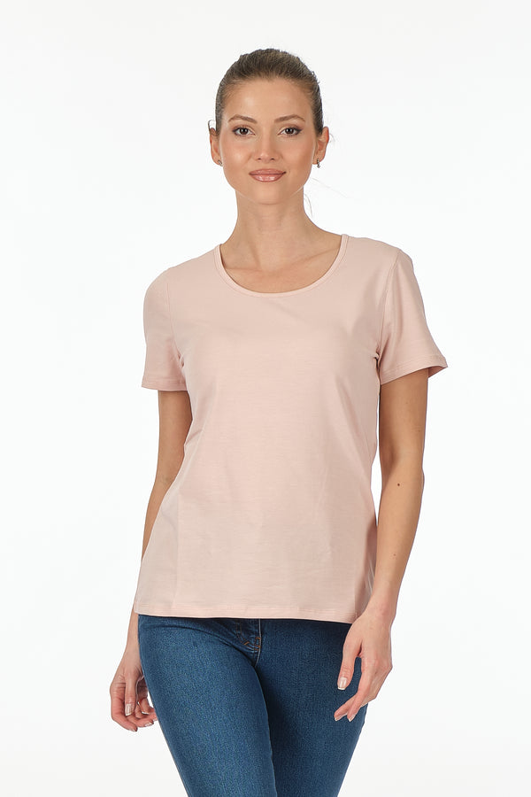 Vedi Minimalist Kadın T-Shirt - Kısa Kol Yuvarlak Yaka - Günlük