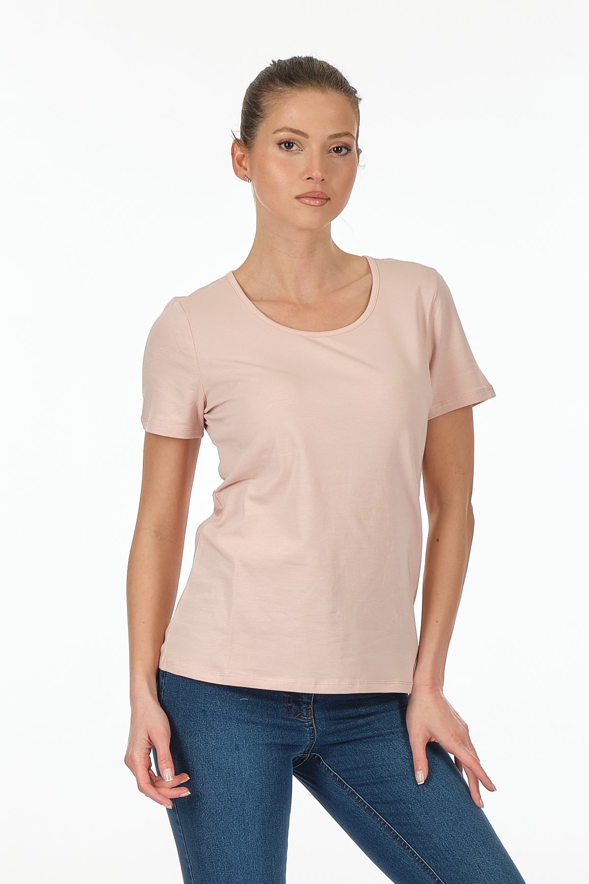 Vedi Minimalist Kadın T-Shirt - Kısa Kol Yuvarlak Yaka - Günlük