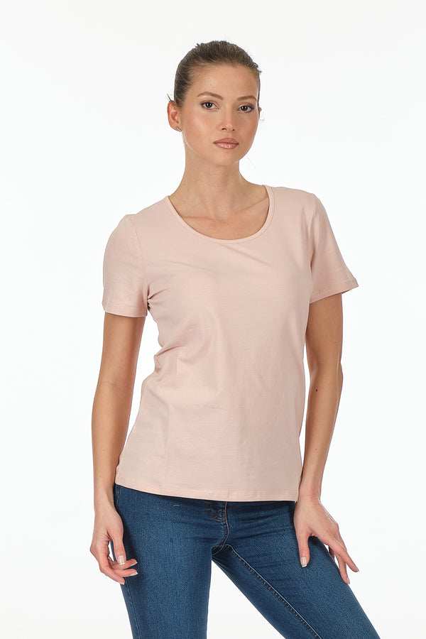 Vedi Minimalist Kadın T-Shirt - Kısa Kol Yuvarlak Yaka - Günlük