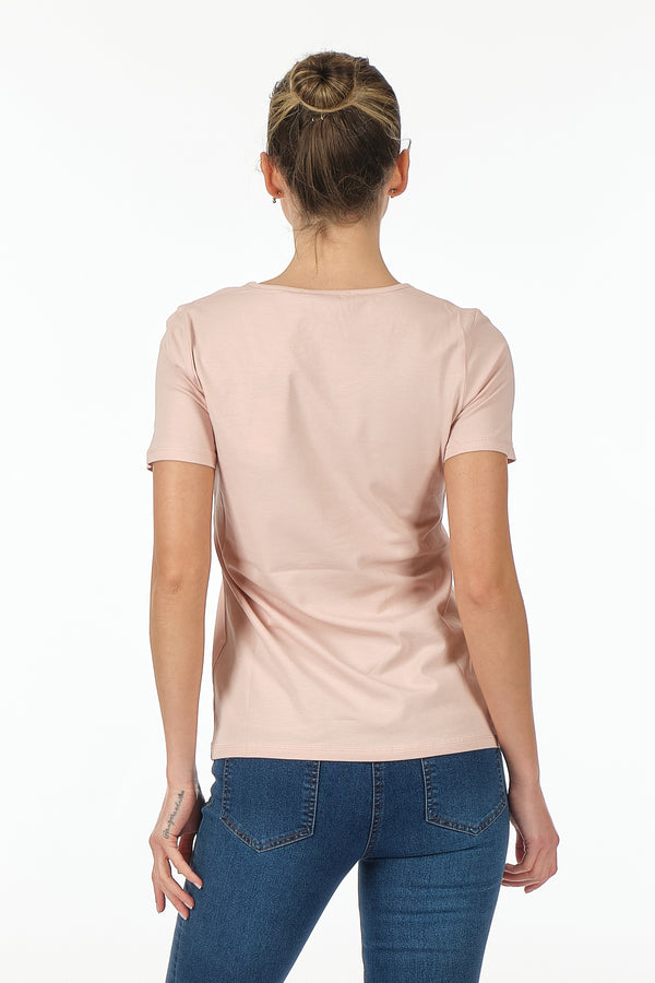 Vedi Minimalist Kadın T-Shirt - Kısa Kol Yuvarlak Yaka - Günlük