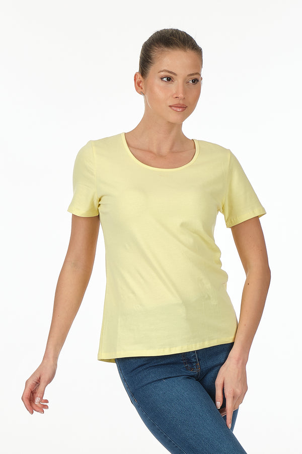 Vedi Minimalist Kadın T-Shirt - Kısa Kol Yuvarlak Yaka - Günlük