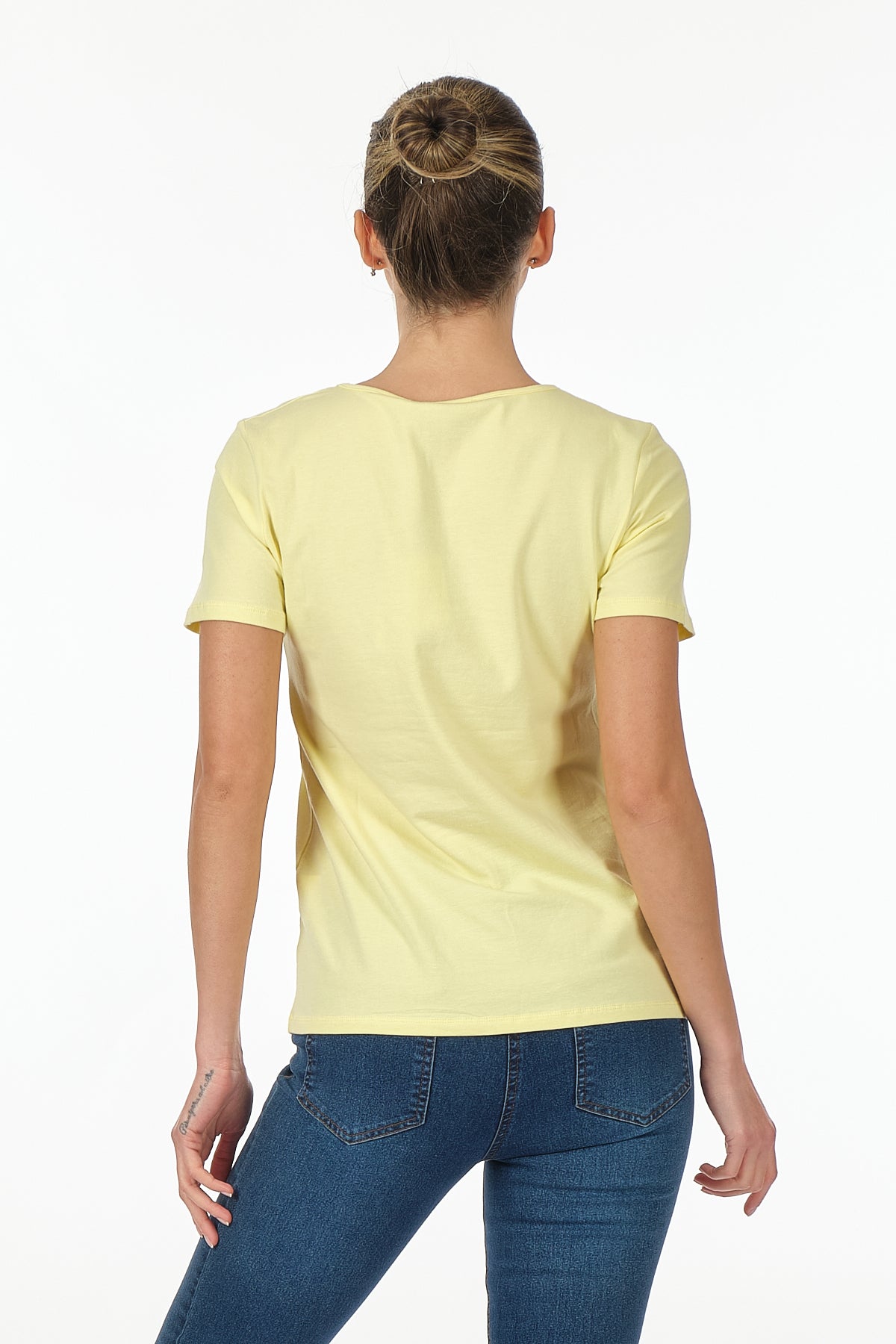 Vedi Minimalist Kadın T-Shirt - Kısa Kol Yuvarlak Yaka - Günlük