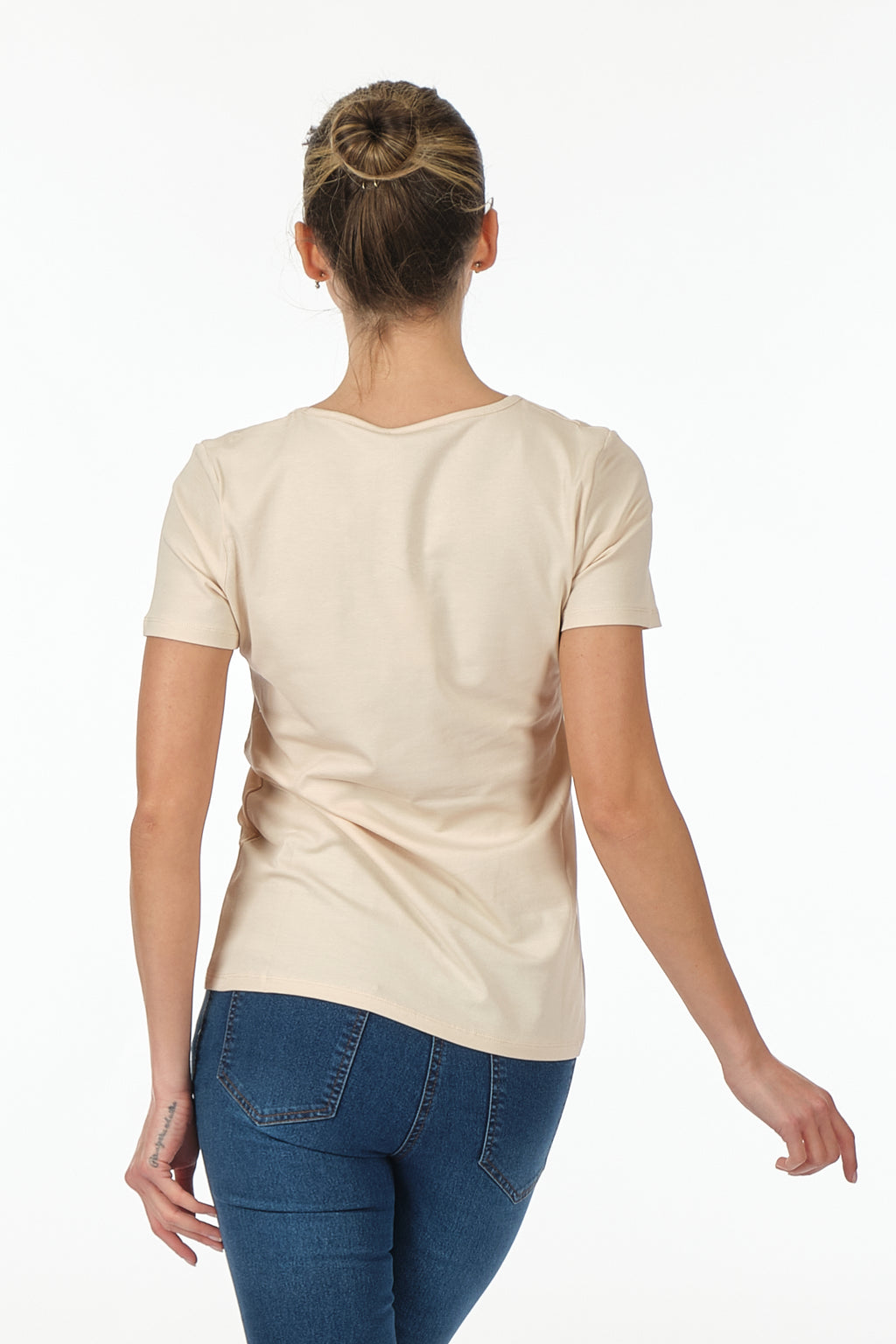 Vedi Minimalist Kadın T-Shirt - Kısa Kol Yuvarlak Yaka - Günlük