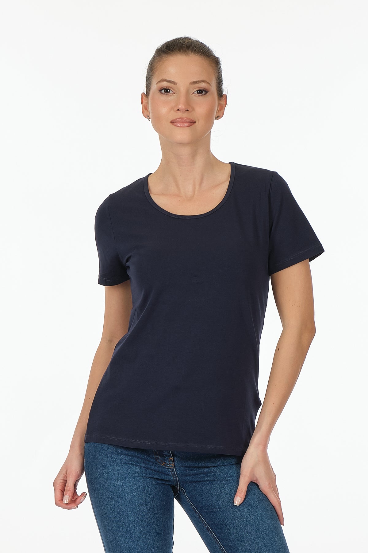 Vedi Minimalist Kadın T-Shirt - Kısa Kol Yuvarlak Yaka - Günlük
