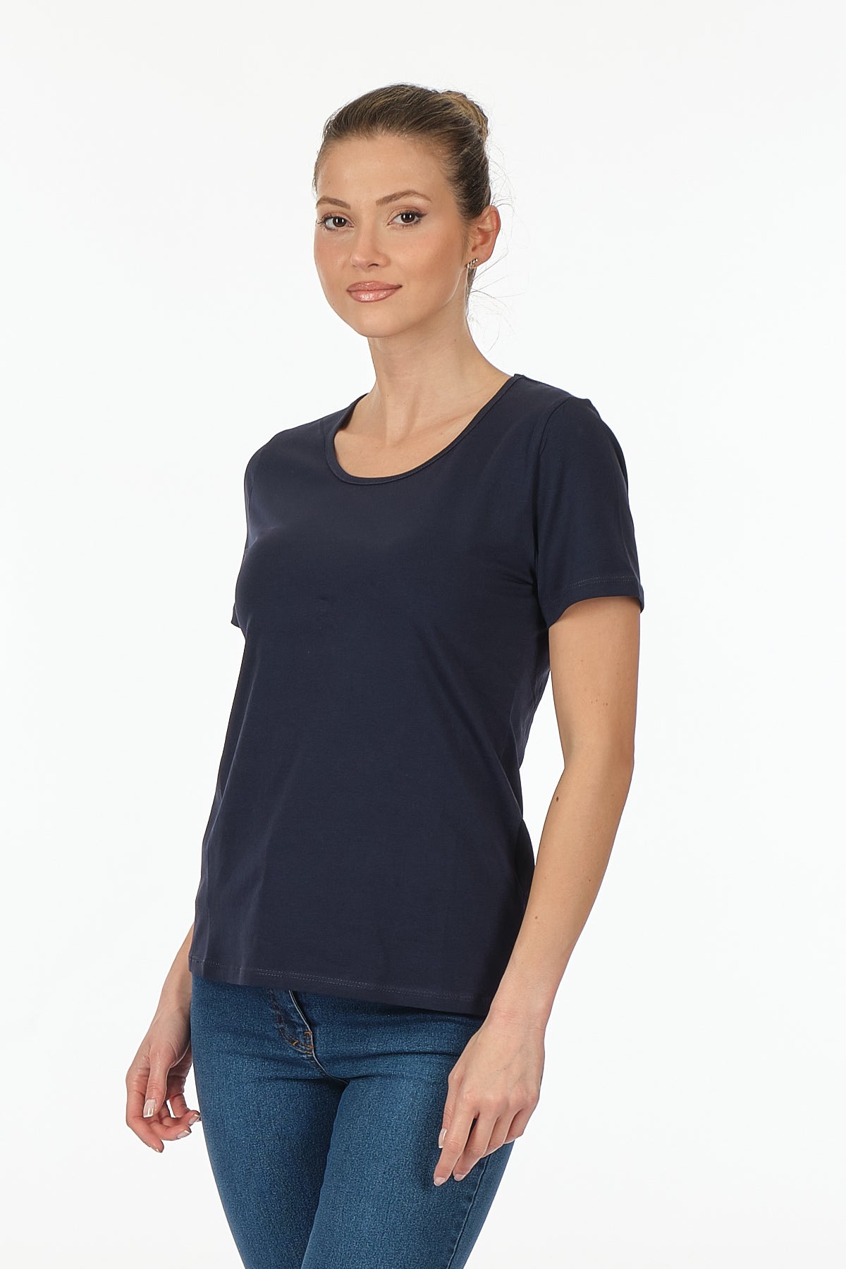 Vedi Minimalist Kadın T-Shirt - Kısa Kol Yuvarlak Yaka - Günlük