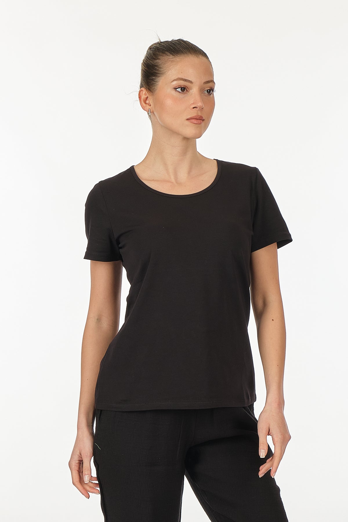 Vedi Minimalist Kadın T-Shirt - Kısa Kol Yuvarlak Yaka - Günlük