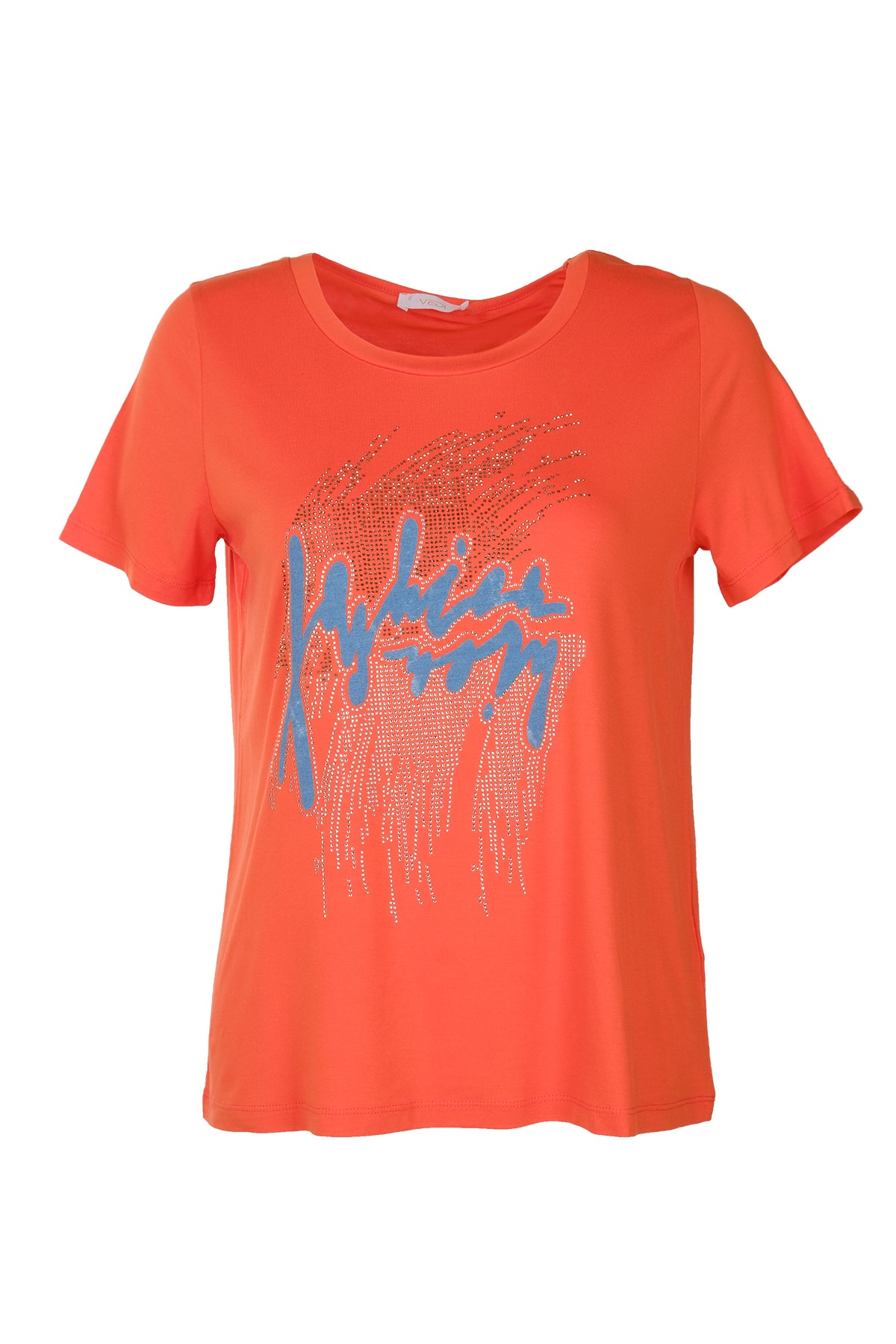 Vedi Minimalist Taş Detaylı Kadın T-Shirt - Kısa Kol Yuvarlak Yaka Translation missing: ar.content.product_image_secondary