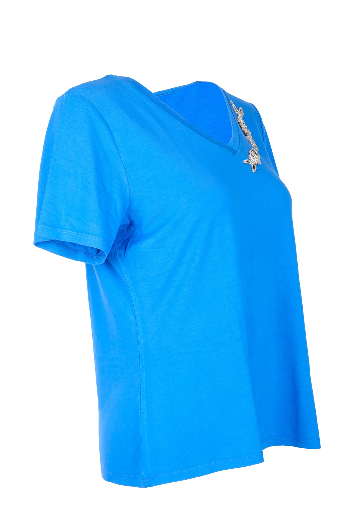 Vedi-Büyük Beden V Yak Taş Detaylı Kadın T-Shirt 25YXD5098 Translation missing: ar.content.product_image_secondary