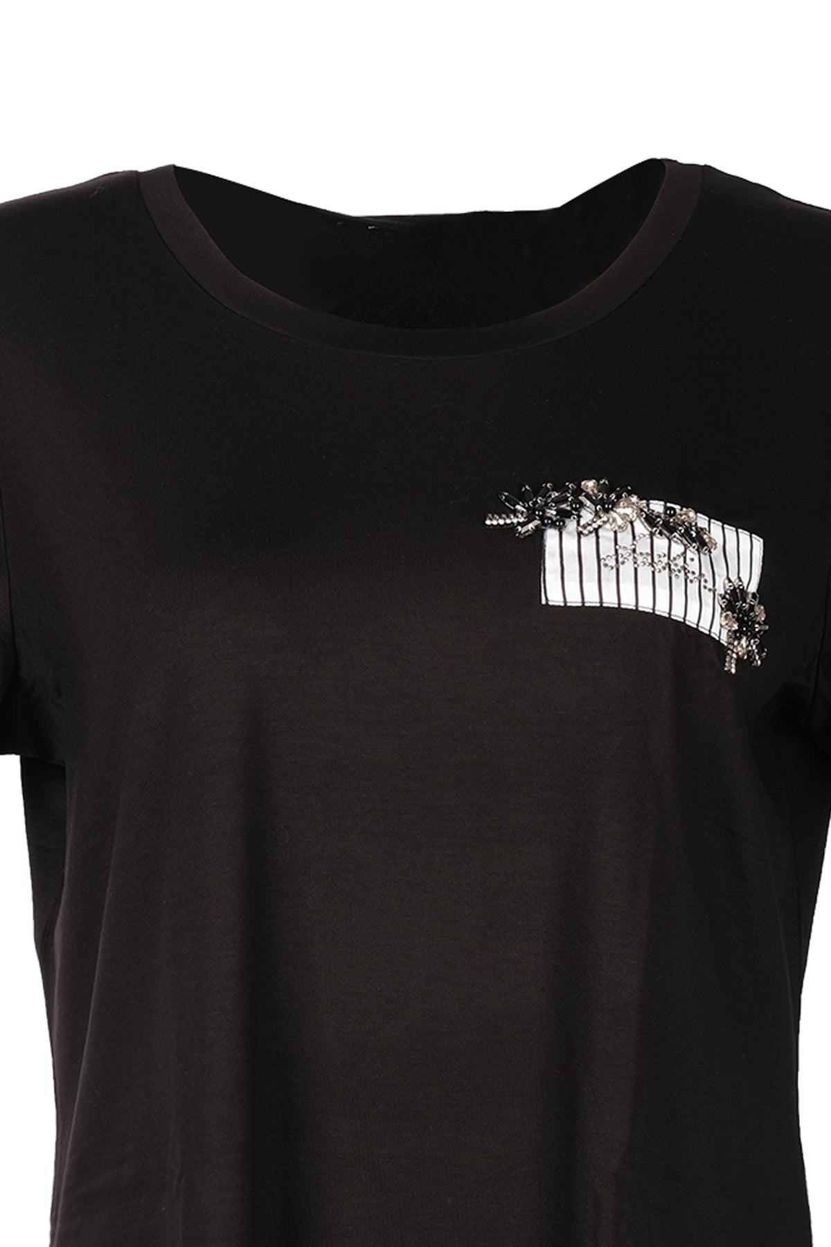 Vedi Büyük Beden Yuvarlak Yaka Taş Detaylı Kadın T-Shirt 25YXD5099 Translation missing: ar.content.product_image_secondary