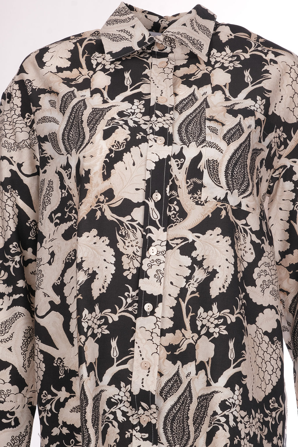 Terzi Dükkanı Oversize Gömlek Yaka Midi Kadın Takım - Vintage Desen