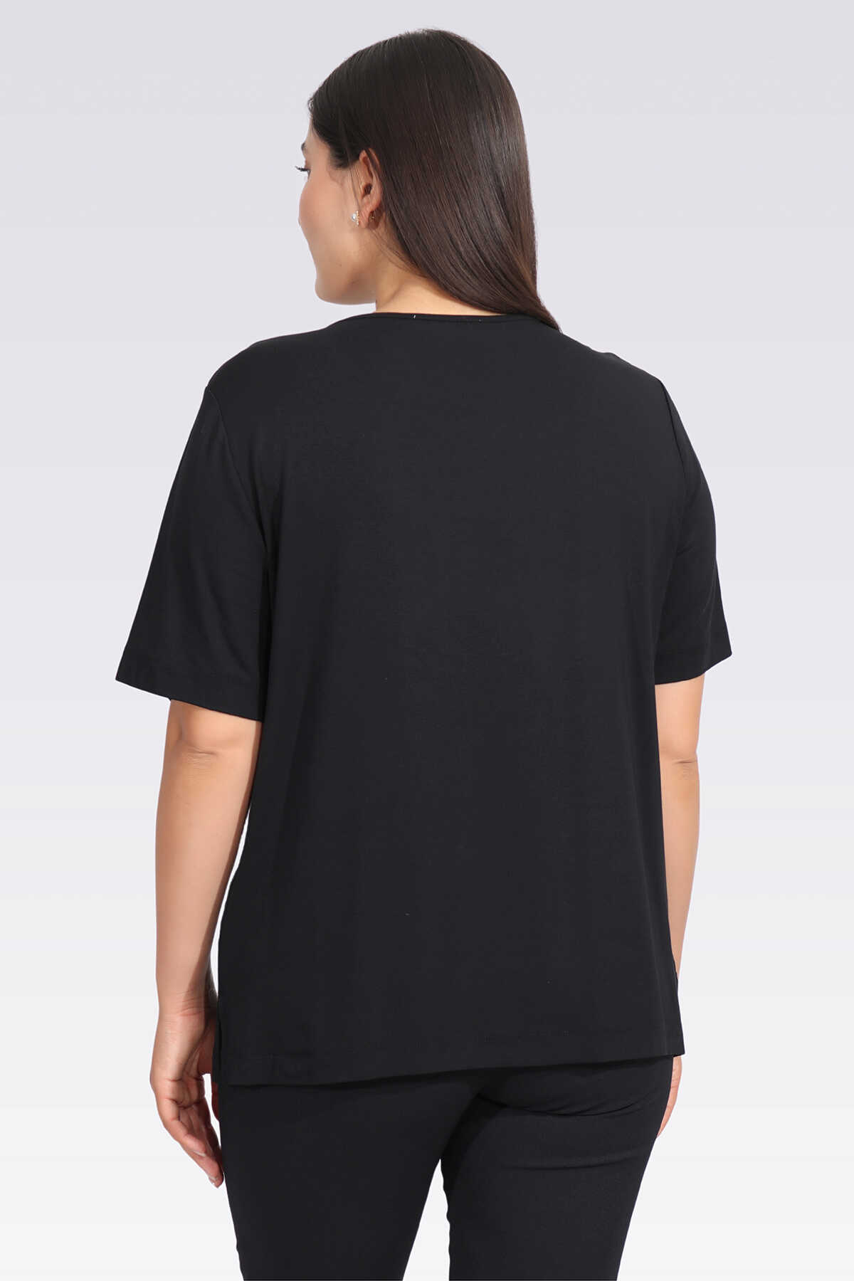 Tolga Saraçoğlu Oversize Kısa Kol Minimalist Kadın Bluz - Günlük Şıklık