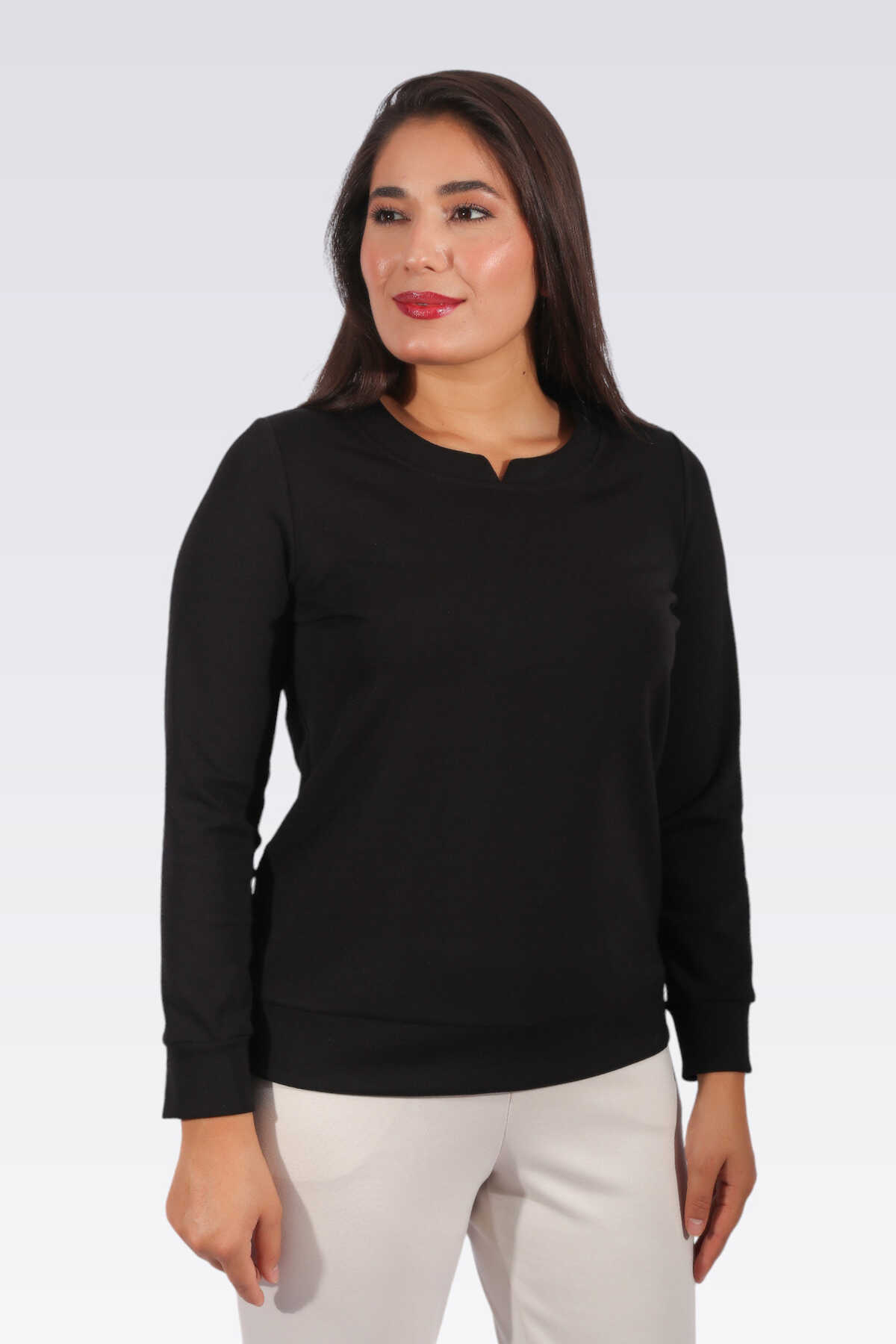 Tolga Saraçoğlu Minimalist Uzun Kol Kadın Sweatshirt - Günlük Rahatlık İkincil görsel