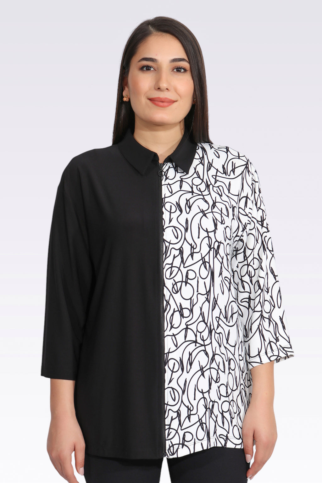 Tolga Saraçoğlu Oversize 3/4 Kol Gömlek Yaka Kadın Ceket - Minimalist Stil