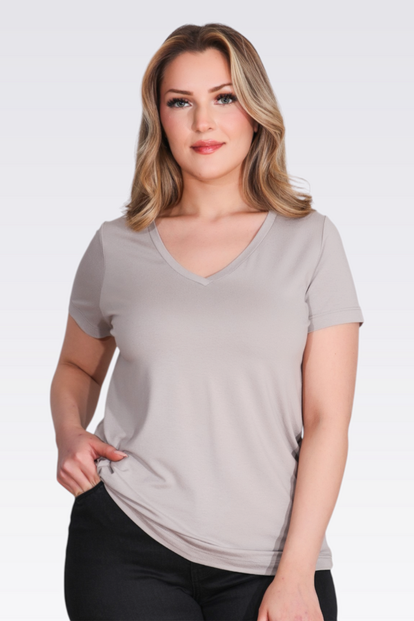 Tolga Saraçoğlu V Yaka Kısa Kol T-Shirt 26YTS10839 Ana görsel