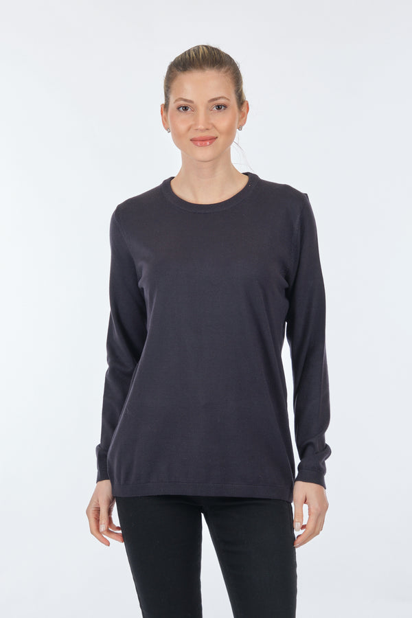 Desen Minimalist Oversize Kadın Triko - Uzun Kollu Yuvarlak Yaka