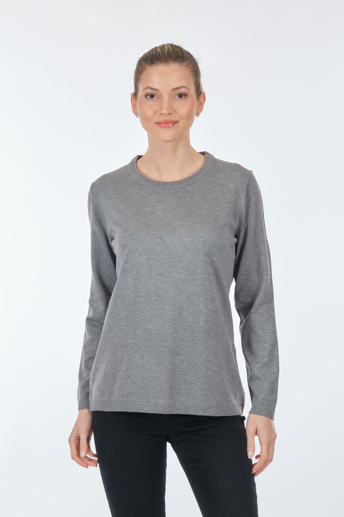Desen Minimalist Oversize Kadın Triko - Uzun Kollu Yuvarlak Yaka Translation missing: ar.content.product_image_secondary