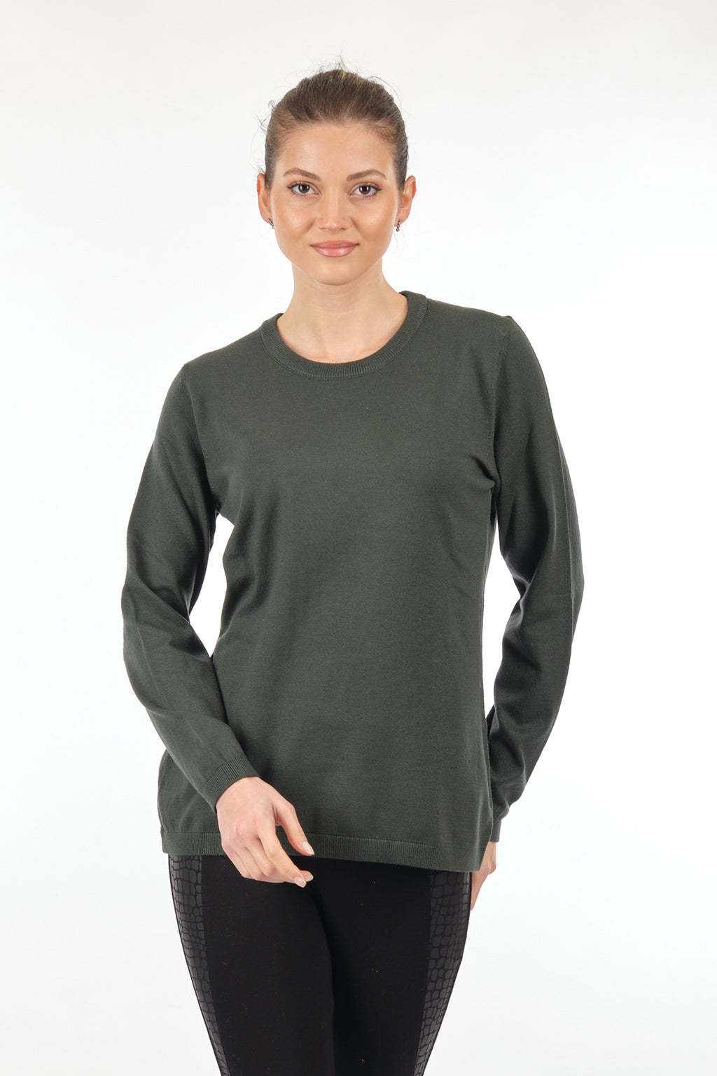 Desen Minimalist Oversize Kadın Triko - Uzun Kollu Yuvarlak Yaka