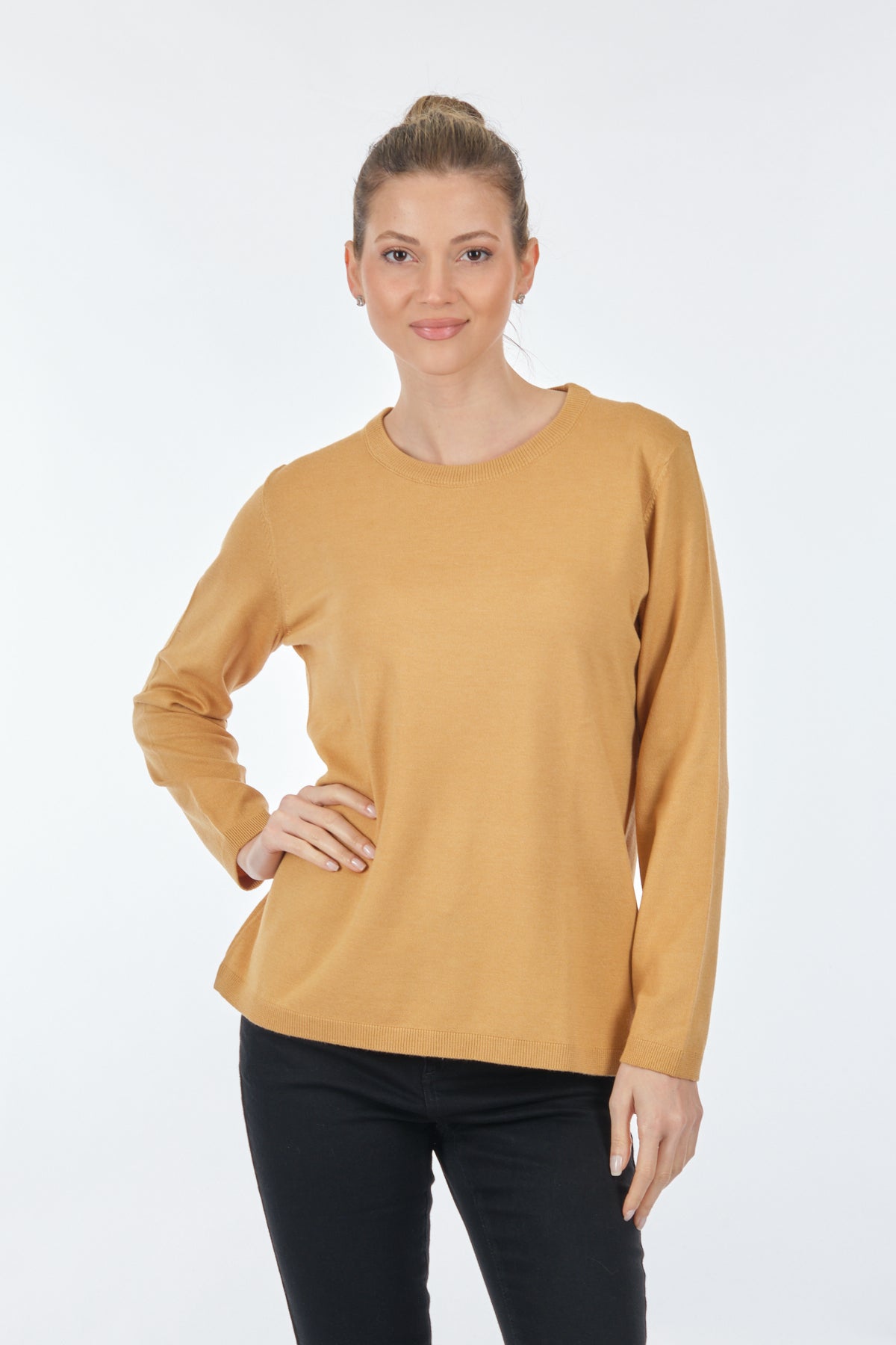 Desen Minimalist Oversize Kadın Triko - Uzun Kollu Yuvarlak Yaka