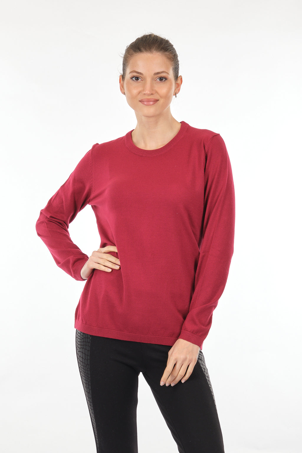 Desen Minimalist Oversize Kadın Triko - Uzun Kollu Yuvarlak Yaka