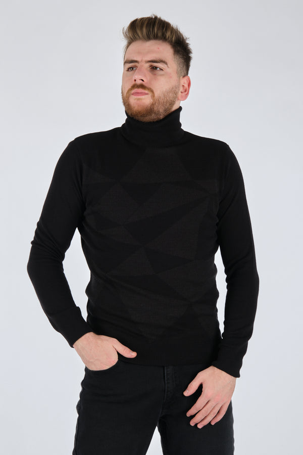 Ecer Erkek Triko Kazak - Geometrik Desen - Uzun Kol - Minimalist