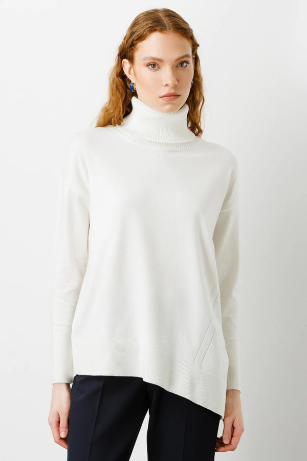 On Oversize Boğazlı Triko Kazak - Minimalist Kadın