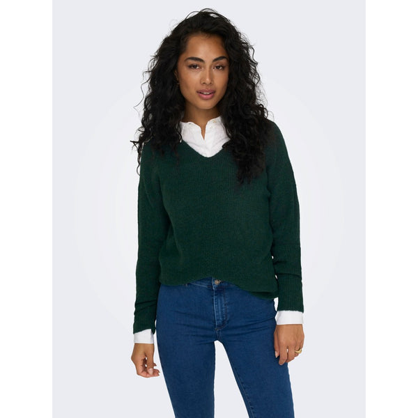 Only V Yaka Oversize Uzun Kollu Kadın Kazak - Günlük Kışlık Rahat