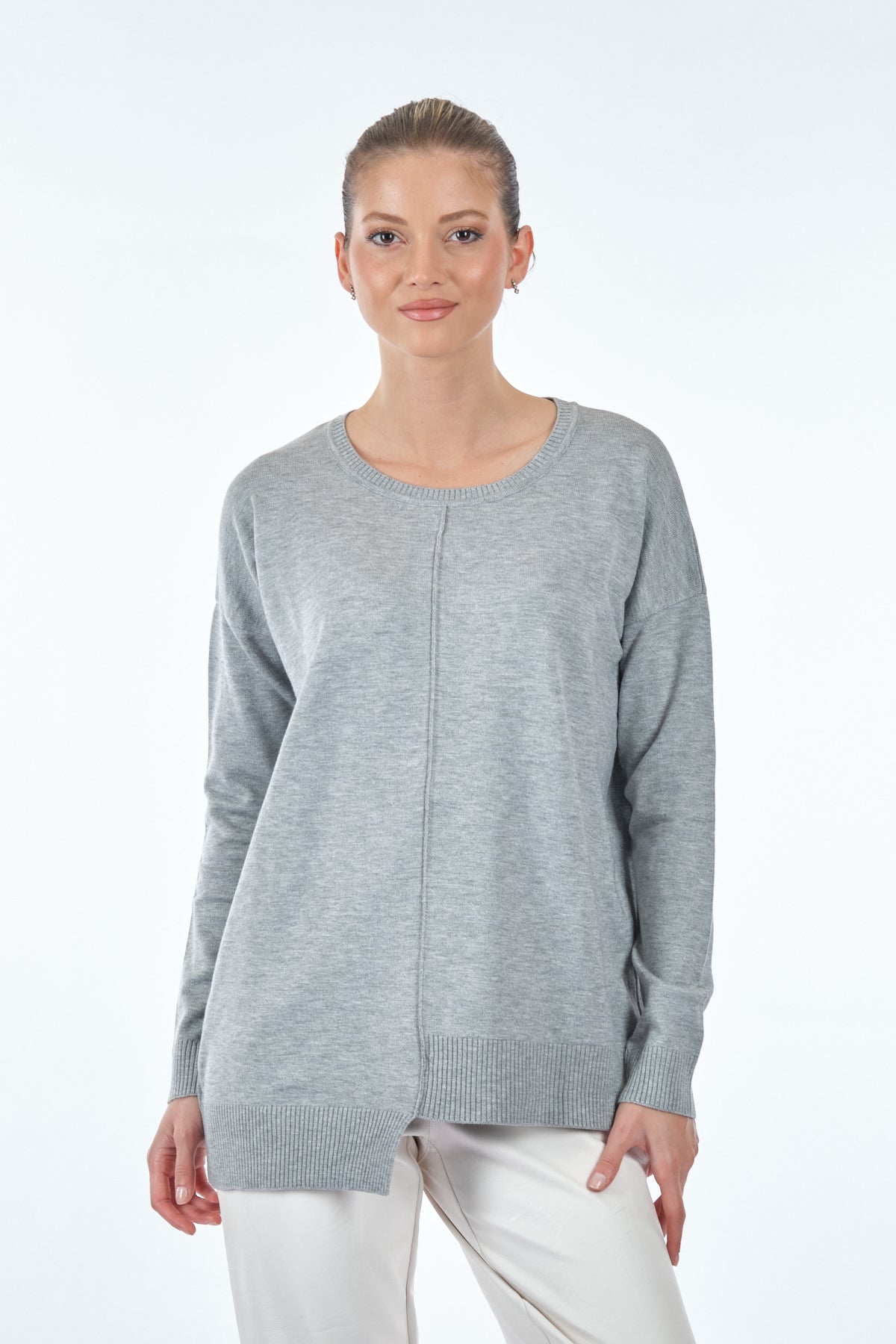 Vedi Oversize Minimalist Asimetrik Kadın Kazak - Uzun Kol Translation missing: ar.content.product_image_secondary
