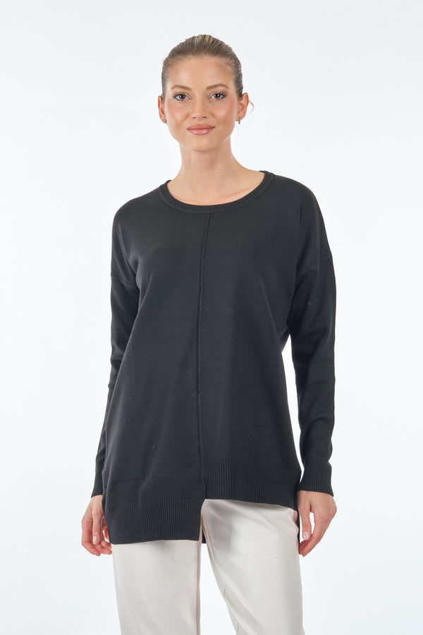 Vedi Oversize Minimalist Asimetrik Kadın Kazak - Uzun Kol